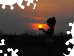 Kid, Handles, sun, lake, west