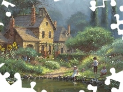 house, Pond - car, Kids, Garden