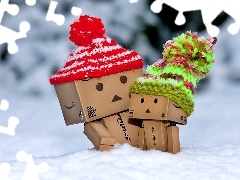 knitted, caps, snow, Danbo, winter