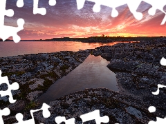 rocks, Russia, trees, viewes, Great Sunsets, Lake Ladoga