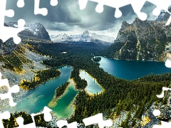 Mary Lake, British Columbia, Mountains, Yoho National Park, Canada, Lake OHara, clouds