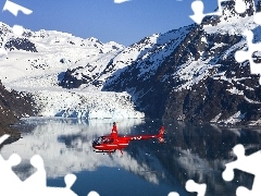 lake, Mountains, Helicopter