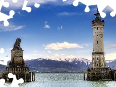 Lindau, Lighthouse, lake, Bavaria