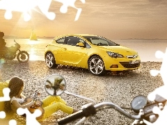 Opel Astra IV GTC, lake, sun, Beaches