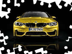 Lamps, rings, BMW M4, Front, Golden