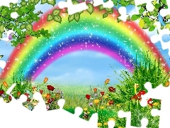 land, fantasy, Great Rainbows, elf, Meadow