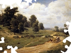 landscape, Sergei, oxen, In the Team, country, Wasilkowski