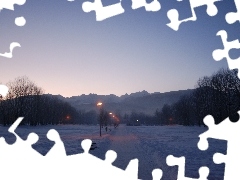 Mountains, winter, lane, Zakopane