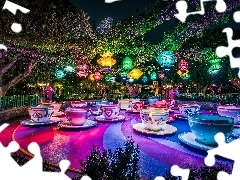 Disneyland, Park, Lanterns, HDR, cups, entertainment