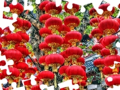 chinese, Lanterns, decoration, Red