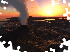 Lava, volcano, smoke