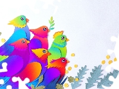 Papier Art, Parrots, Leaf