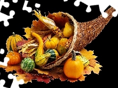 Leaf, pumpkin, basket