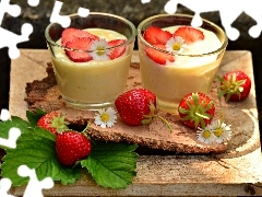 food, strawberries, leaves, dessert