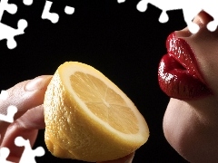 Lemon, Women, lips