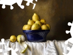lemons, Blue, bowl