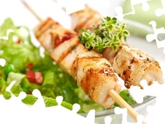 Skewers, lettuce