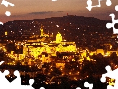 Budapest, Night, light, Town