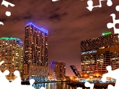 Chicago, Night, light, skyscrapers