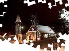 light, snow, trees, viewes, Church