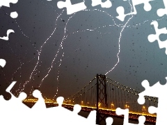 Lightning, bridge, Storm