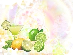 Drink, lemons, limes, mint