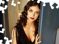 brunette, Red, lips, Morena Baccarin