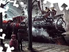 locomotive, Steampunk, platform, Train, station
