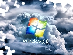 clouds, eight, logo, windows