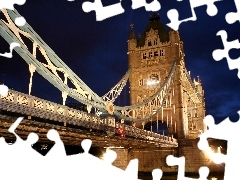 bridge, Tower Bridge, London, Night