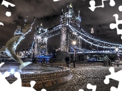 Tower Bridge, London, England, City at Night