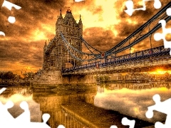 west, bridge, London, sun