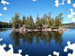 viewes, Islet, Loon, California, lake, trees