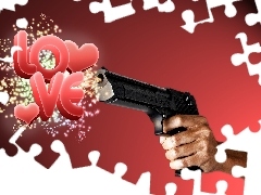 hand, Gun, LOVE, Weapons