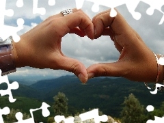 Sky, Heart, love, hands