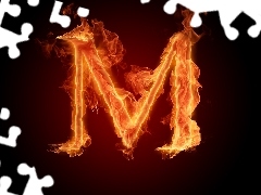 M, ignited, letter