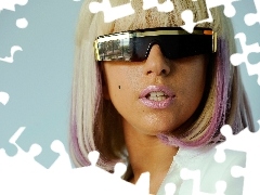 Blonde, Glasses, Lady Gaga, make-up