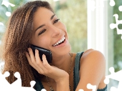 smiling, Telephone, make-up, Women