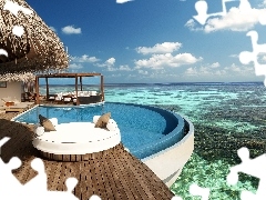 Hotel hall, sea, Maldives, Pool