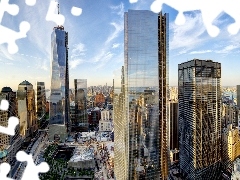 town, clouds, New, panorama, skyscrapers, Manhattan, Jork