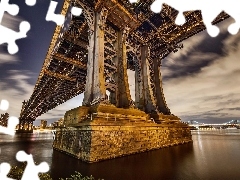 USA, River, Manhattan Bridge