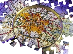 magnifying glass, London, Map