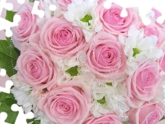 marguerites, bouquet, rouge