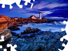 rocks, Lighthouse, maritime, sea