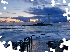 sea, Lighthouse, maritime, Stones