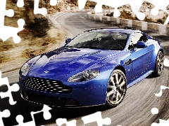 winding, blue, Aston Martin V8 Vantage S, Way