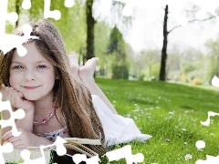 Meadow, girl, Book