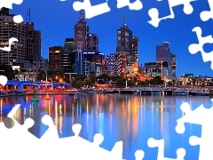 Melbourne, Australia, bridge, River, skyscrapers