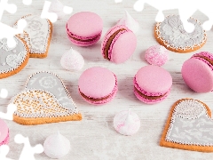 Macaroons, meringues, heart, icing, Cookies