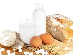 milk, bread, eggs